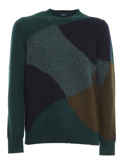 Drumohr Color Block Combed Wool Sweater In Green