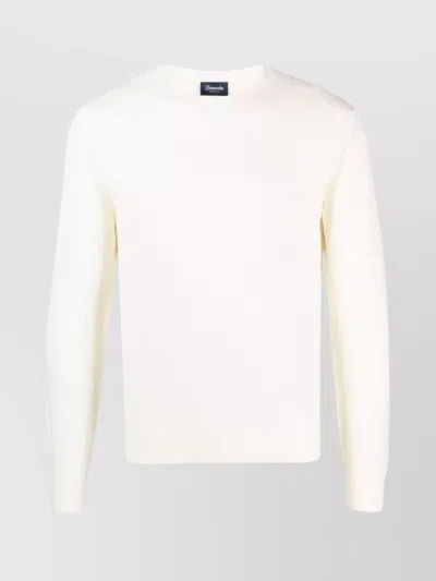 DRUMOHR COTTON BLEND CREWNECK SWEATER WITH RIBBED TRIM