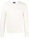 Drumohr Textured Finish Long Sleeve Crew-neck Sweater In White