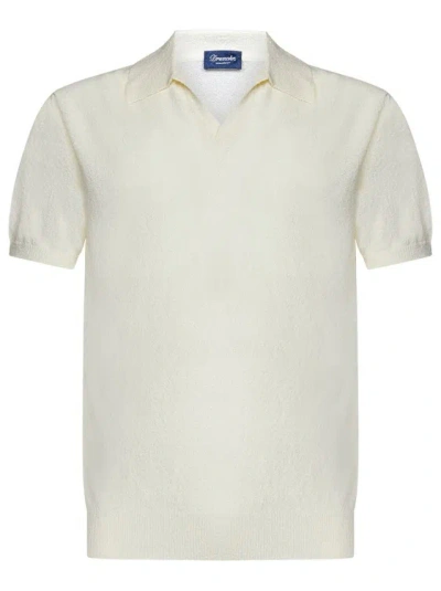 Drumohr Cotton Blend Knit Polo Shirt In Neutrals