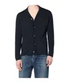 Drumohr Cardigan Cotton Chest Pocket Long Sleeves In Navy Blue