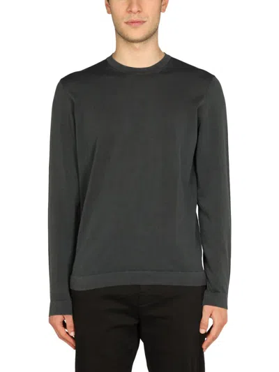 Drumohr Cotton Crew Neck Sweater In Gray