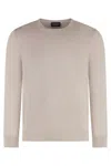 Drumohr Cotton Crew-neck Sweater In Beige