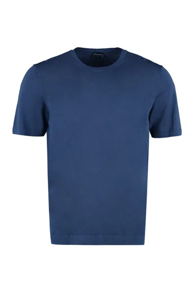 Drumohr Cotton Crew-neck T-shirt In Oceano