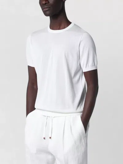 Drumohr Cotton Crew Neck T-shirt In White