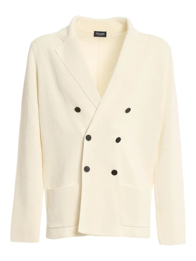 Drumohr Cotton Double-breasted Blazer In White