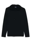 Drumohr Black Hoodie With Ribbed Texture In Black