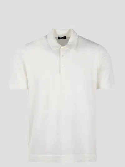 Drumohr Cotton Knit Polo Shirt In White