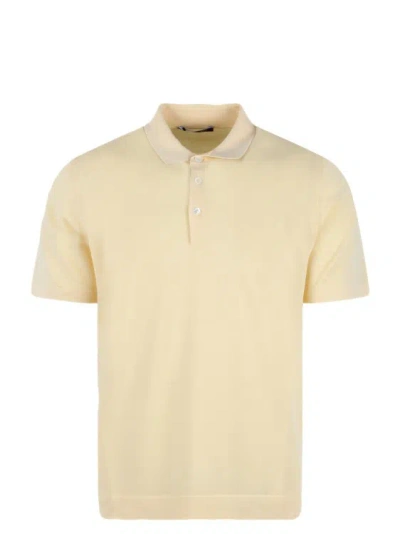 Drumohr Cotton Knit Polo Shirt In Yellow