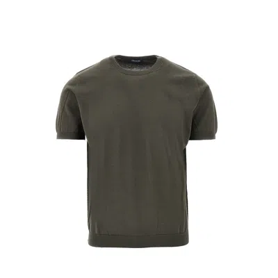 Drumohr Fine-knit Cotton T-shirt In Brown