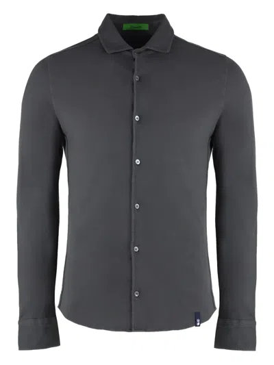 Drumohr Cotton Long-sleeve Shirt In Gray