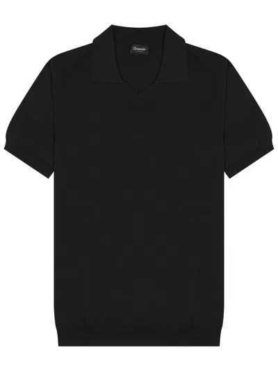 Drumohr Short-sleeve Polo Shirt With Classic Collar In Black
