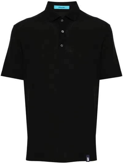 Drumohr Cotton Polo Shirt In Black