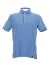 Drumohr Sky Blue Button Down Polo Shirt In Blue