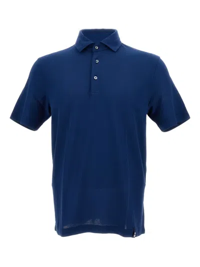 Drumohr Cotton Polo Shirt In Blue