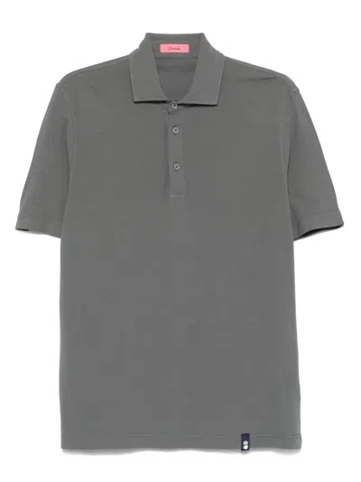 Drumohr Cotton Polo Shirt In Grey