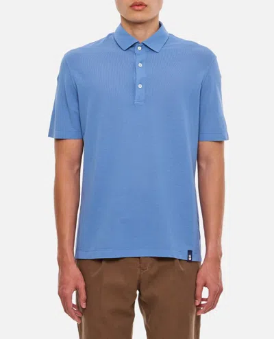 Drumohr Cotton Polo Shirt In Sky Blue
