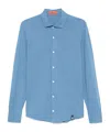 Drumohr Button-down Cotton Shirt With Structured Collar In Blu Polvere