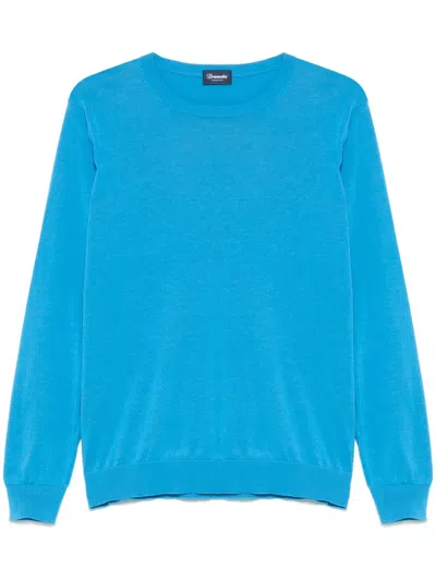 Drumohr Long Sleeve Crew-neck Sweater In Blue