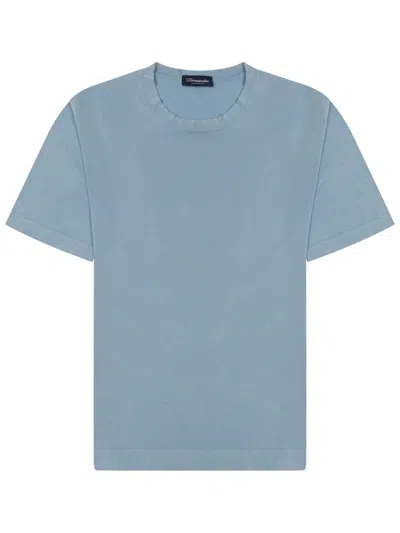Drumohr Knit Crew Neck Short Sleeve T-shirt In Blue