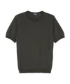 Drumohr Short Sleeve V-neck Polo In Green