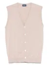 Drumohr V-neck Ribbed Cotton Vest In Pink