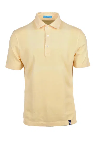 Drumohr Cream Knitted Cotton Polo In Yellow