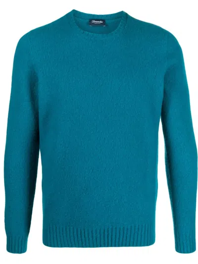 Drumohr Blue Wool Crew Neck Sweater