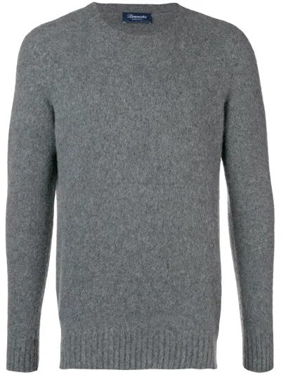 Drumohr Lambswool Sweater With Ribbed Cuffs And Hem In Gray