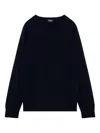 Drumohr Fitted Long Sleeve Crew-neck Sweater In Blue