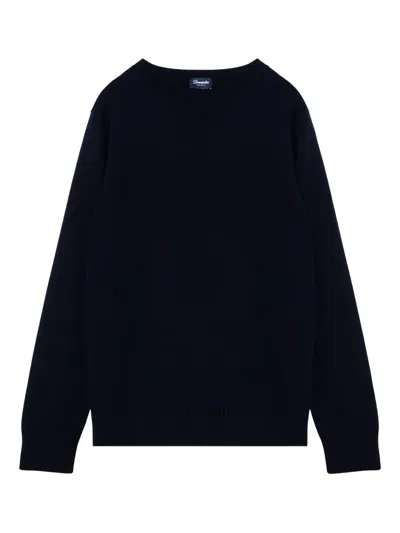 Drumohr Fitted Long Sleeve Crew-neck Sweater In Black