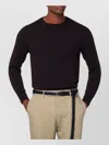 Drumohr Wool Sweater With Long Sleeves And Ribbed Texture In Black