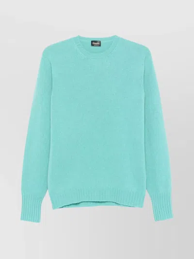 Drumohr Crew Neck Cashmere Sweater In Blue