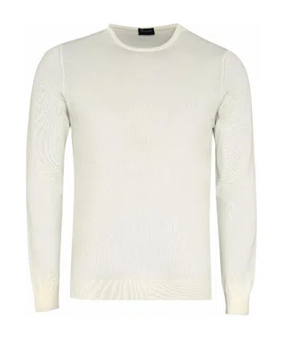 Drumohr Crew-neck Cotton Jumper In White