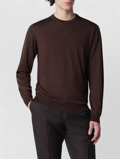 Drumohr Crew Neck Knit Sweater Long Sleeves In Brown