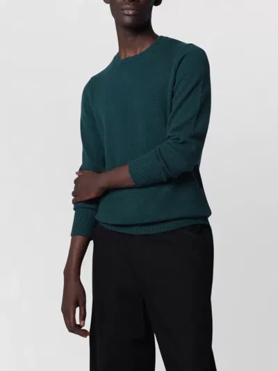 Drumohr Crew Neck Knit Sweater Ribbed Cuffs Hem In Green