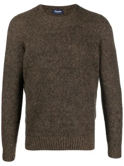 Drumohr Crew-neck Lambs-wool Jumper In Brown