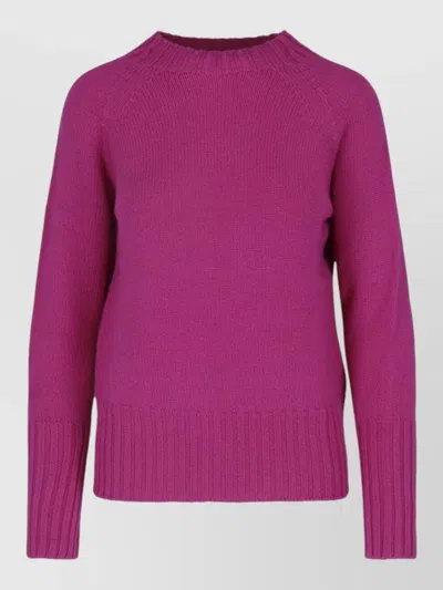 Drumohr Crew Neck Long Sleeve Casual Knit Top In Purple
