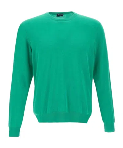 Drumohr Crew-neck Long-sleeve Jumper In Green