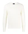 Drumohr Textured Finish Long Sleeve Crew-neck Sweater In White