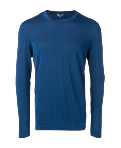 Drumohr Crew-neck Long-sleeved Top In Blue