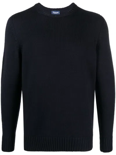 Drumohr Crew-neck Merino Jumper In Black