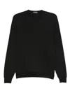 Drumohr Textured Knit Long Sleeve Crew-neck Sweater In Black