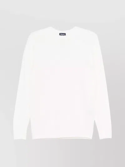 Drumohr Crew Neck Merino Wool Knit Sweater In White