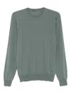 Drumohr Merino Wool Long Sleeve Crew-neck Sweater In Green