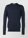 Drumohr Crew Neck Merino Wool Sweater In Blue