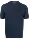 Drumohr Crew-neck Short-sleeve Jumper In Blau