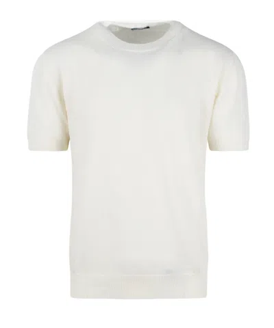 Drumohr Crew-neck Short-sleeve Jumper In White