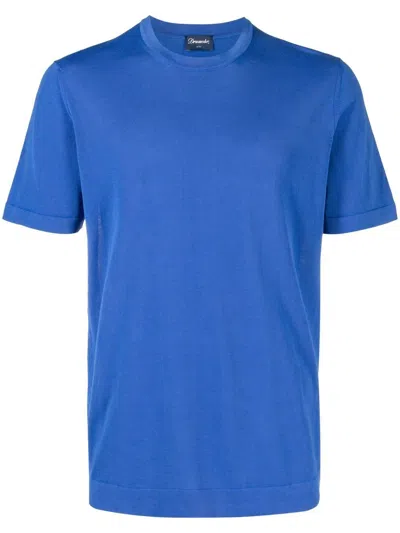 Drumohr Crew-neck Short-sleeve T-shirt In Blu
