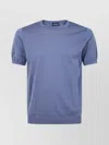 Drumohr Crew Neck Short Sleeves Knit Top In Blue